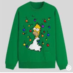 NEW Simpsons Vibrant Green Graphic Crewneck Sweater